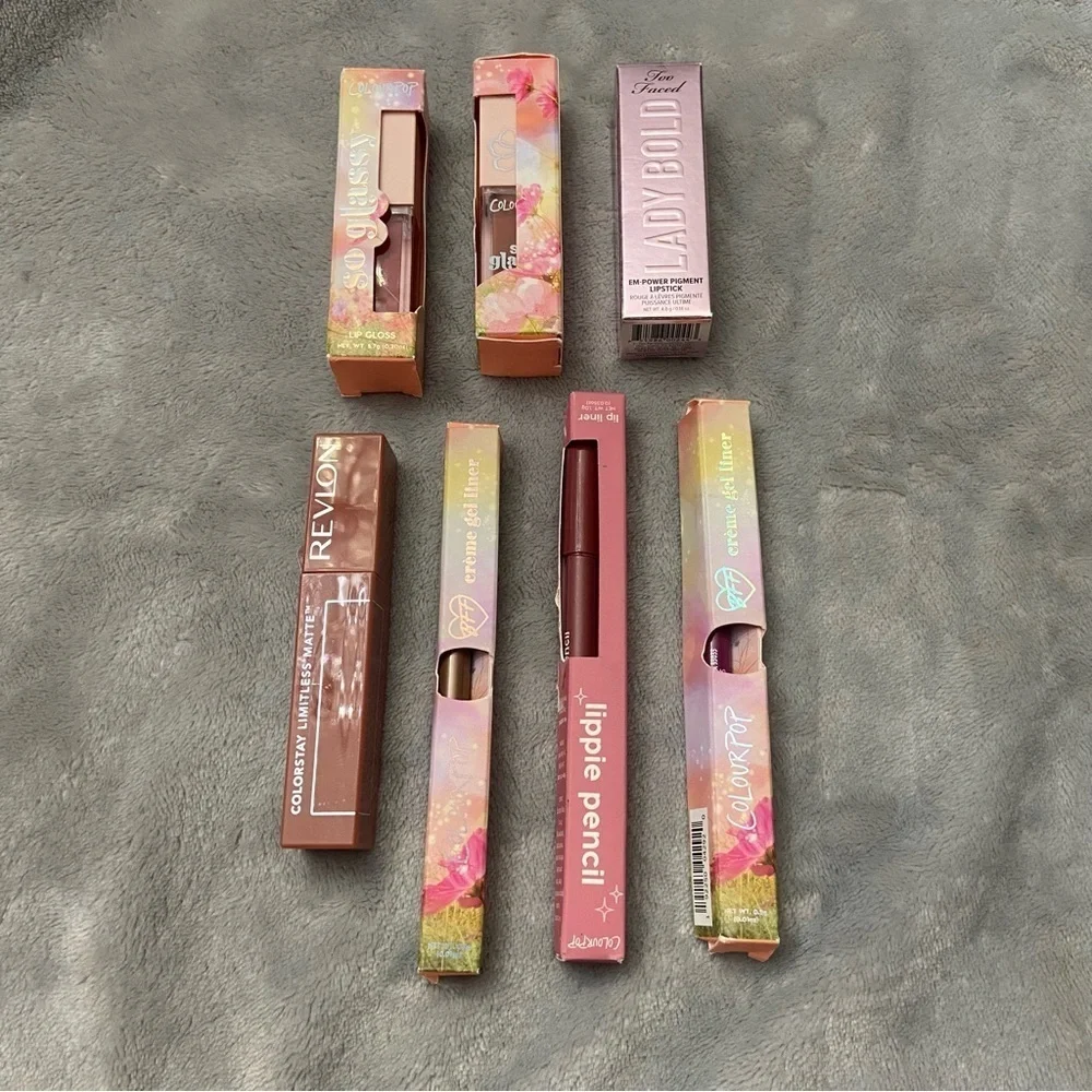 New! 7 pc lip beauty bundle colourpop too faced revlon 27629